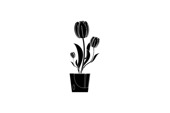 Flowers Lily Spring Style Black Icon Graphics for Illustrations