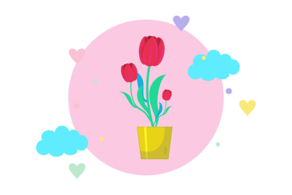 Flowers Lily Spring Style Circle Cloud Graphics and Illustrations Review