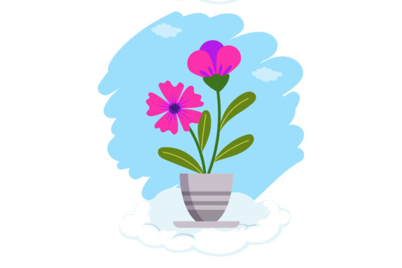 Flowers Pot Beauty Cloud Style Graphics and Illustrations Review