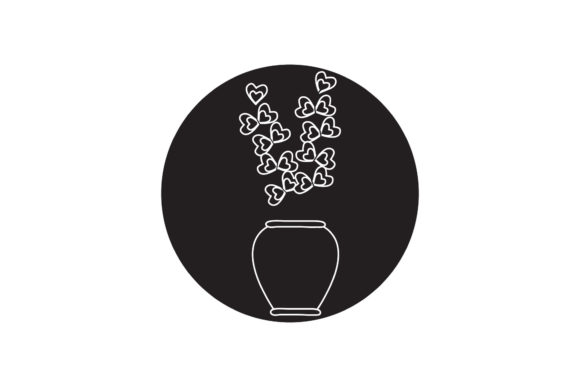 Flowers Pot Cute Icon White Line Style Graphics Freebies Review