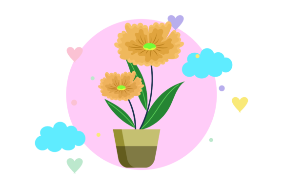 Flowers Pot Outdoor Circle Cloud Graphics & Illustrations Review