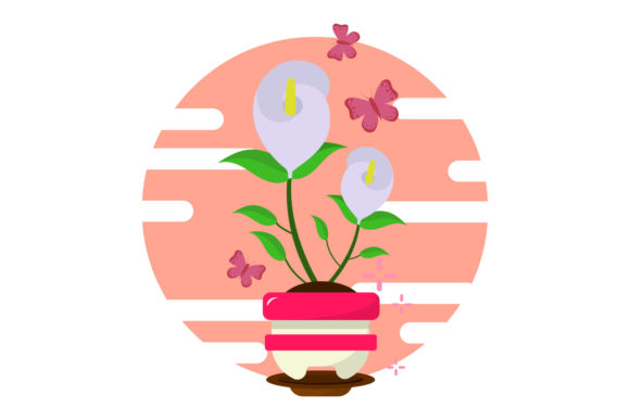 Flowers with Pot Illustration Icon for Modern Graphics