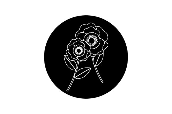Two Flowers Icon Vector White Line Style Graphics Freebies