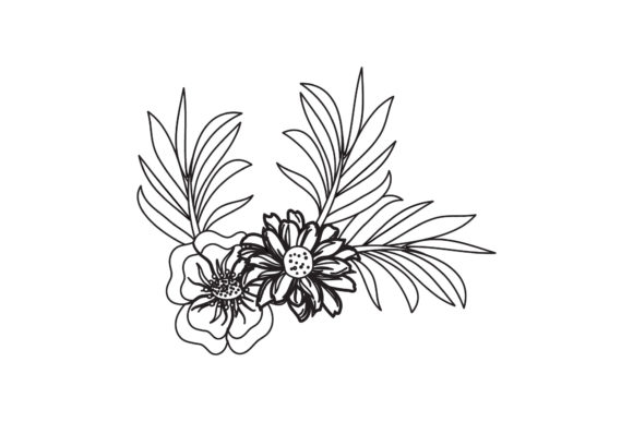 Two Flowers Vector Icon Line Style Graphics Freebies for Editors