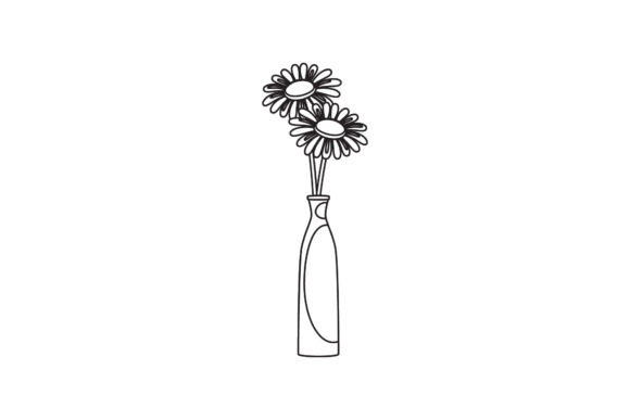 Zinnia Flowers Line Style Graphics for Freebies and Crafting